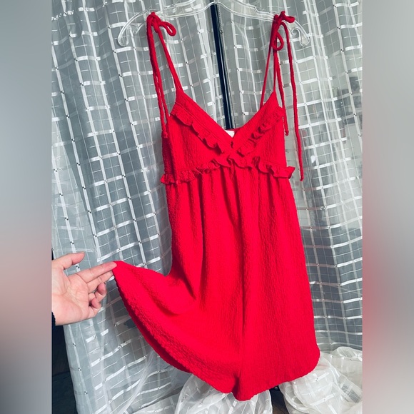 Women's Red Ruffle Strap Top - Picture 3 of 3